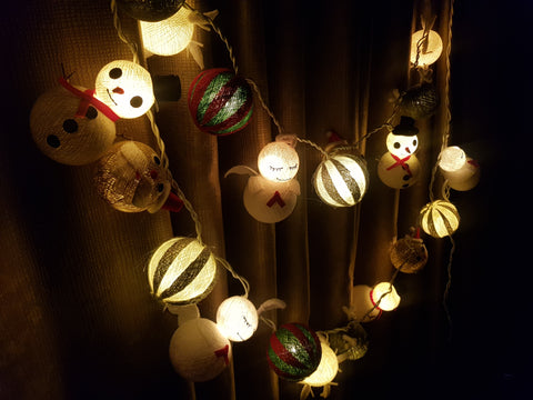 CRAFTMAVEN STRING LIGHTS #3 COTTON BALL CHRISTMAS THEMED  LED STRING LIGHTS