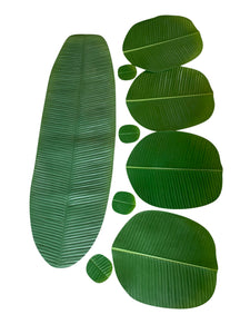 CRAFTMAVEN KITCHEN & TABLE #8 FAUX BANANA LEAF PLACEMATS, COASTERS & TABLE RUNNER